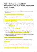 NUR 2459 Final Exam 2 LATEST VERSIONS &lpar;Latest 2023&rpar; Mental & Behavioral Health Nursing