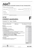 AQA GCSE CHINESE (MANDARIN) Foundation Tier Paper 3 Reading QP 2023 