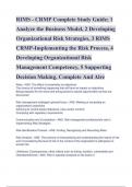 RIMS - CRMP Complete Study Guide; 1 Analyze the Business Model, 2 Developing Organizational Risk Strategies, 3 RIMS CRMP-Implementing the Risk Process, 4 Developing Organizational Risk Management Competency, 5 Supporting Decision Making, Complete And Alre