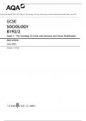 AQA GCSE SOCIOLOGY 8192/2 Paper 2 The Sociology of Crime and Deviance and Social Stratification Mark scheme June 2023
