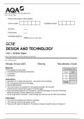 AQA GCSE DESIGN AND TECHNOLOGY QP 2023  Unit 1 Written Paper 