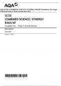 AQA GCSE COMBINED SCIENCE: SYNERGY 8465/4F Foundation Tier Paper  4 Physical Sciences Mark scheme June 2023