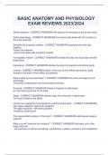 BASIC ANATOMY AND PHYSIOLOGY EXAM REVIEWS 2023&sol;2024