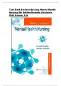 Test Bank For Introductory Mental Health Nursing 4th Edition Womble Kincheloe With Answer Key