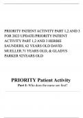 PRIORITY PATIENT ACTIVITY PART 1,2 AND 3 FOR 2023 UPDATE/PRIORITY PATIENT ACTIVITY PART 1,2 AND 3 HERBIE SAUNDERS, 62 YEARS OLD DAVID MUELLER.71 YEARS OLD, & GLADYS PARKER 92YEARS OLD