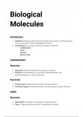 Biological Molecules summary 
