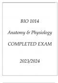 BIO 1014 ANATOMY & PHYSIOLOGY COMPLETED EXAM 20232024