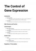 The Control of Gene Expression summary notes
