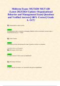 Midterm Exam: MGT420/ MGT 420  (Latest 2023/2024 Update) Organizational Behavior and Management Exam| Questions and Verified Answers| 100% Correct| Grade A- G