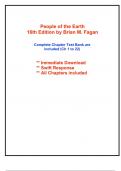 Test Bank for People of the Earth, 16th Edition Fagan (All Chapters included)