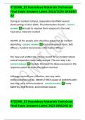 47203W&lowbar;02 Hazardous Materials Technician Final Exam Answers Latest 2023&sol;2024 GRADED A&plus;
