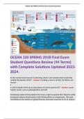 OCEAN 320 SPRING 2018 Final Exam Student Questions Review (94 Terms) with Complete Solutions Updated 2023-2024. 