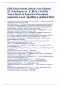 CSR Study Guide | Govt Code Chapter 52, Subchapter A - E; Rule 13 of the Texas Rules of Appellate Procedure regarding court reporters | updated 2024