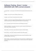 Software Testing - Exam 1 review 2023&sol;2024 with 100&percnt; correct answers