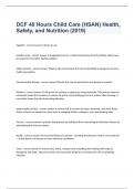 DCF 40 Hours Child Care &lpar;HSAN&rpar; Health&comma; Safety&comma; and Nutrition &lpar;2019&rpar; exam questions and 100&percnt; correct answers 