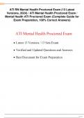 ATI RN Mental Health Proctored Exam (13 Latest Versions, 2024) / ATI Mental Health Proctored Exam / Mental Health ATI Proctored Exam (Complete Guide for Exam Preparation, 100% Correct Answers)