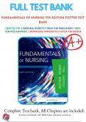 Test Bank For Fundamentals Of Nursing 9th Edition Potter 