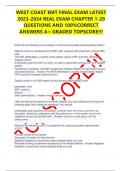 WEST COAST EMT FINAL EXAM LATEST 2023-2024 REAL EXAM CHAPTER 1-29  QUESTIONS AND 100&percnt;CORRECT ANSWERS A&plus; GRADED TOPSCORE&excl;&excl;&excl; 