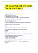 RD Exam Questions with Correct Answers