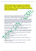 LPN fundamental concepts and skills for nursing test 1 2023- 2024 Topscore Exam 100&percnt; Graded A&plus; Pass&excl;&excl;&excl;&lbrace; Verified Questions and Corret Answers&rcub;