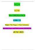 AQA GCSE MATHEMATICS  8300&sol;1H  Higher Tier Paper 1 Non-Calculator  Question Paper and Mark scheme &lbrace;MERGED&rcub; Guaranteed Pass