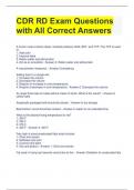 CDR RD Exam Questions with All Correct Answers