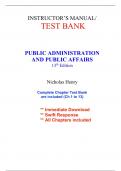 Test Bank for Public Administration and Public Affairs, 13th Edition Henry (All Chapters included)