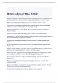 Hotel Lodging FINAL EXAM QUESTIONS AND ANSWERS (Graded A)