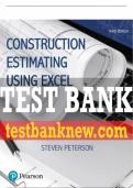 Test Bank For Construction Estimating Using Excel 3rd Edition All Chapters - 9780137402847