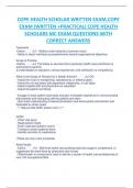 COPE HEALTH SCHOLAR WRITTEN EXAM,COPE  EXAM (WRITTEN +PRACTICAL) COPE HEALTH  SCHOLARS MC EXAM QUESTIONS WITH  CORRECT ANSWERS