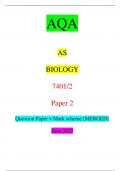 AQA AS BIOLOGY 7401/2 Paper 2 Question Paper + Mark scheme [MERGED] June 2023