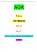 AQA A-level CHEMISTRY 7405/3 Paper 3 Question Paper + Mark scheme [MERGED] June 2023