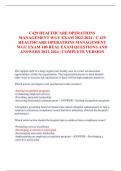 C429 HEALTHCARE OPERATIONS  MANAGEMENT WGU EXAM 2022-2024 &sol; C 429  HEALTHCARE OPERATIONS MANAGEMENT  WGU EXAM 180 REAL EXAM QUESTIONS AND ANSWERS 2022-2024 &vert; COMPLETE VERSION