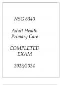 NSG 6340 ADULT HEALTH PRIMARY CARE COMPLETED EXAM 20232024