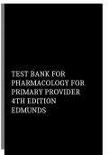 Test Bank - Pharmacology for the Primary Care Provider, 4th Edition (Edmunds, 2014), Chapter 1-73 | All Chapters
