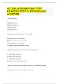 ACCUPLACER READING TEST PRACTICE TEST QUESTIONS AND ANSWERS