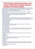 PHTLS 9th Ed&period; Self-test Questions and  answers 2023 With Complete Solution  Graded and Already Passed&period; 