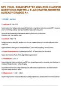 NP2 FINAL EXAM UPDATED 2023-2024 CLARIFIED QUESTIONS AND WELL ELABORATED ANSWERS ALREADY GRADED A&plus;