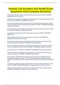 Kansas Life Accident and Health Exam Questions And Complete Solutions