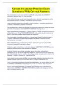 Kansas Insurance Practice Exam Questions With Correct Answers