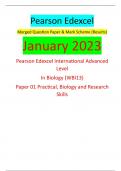 Pearson Edexcel Merged Question Paper & Mark Scheme (Results) January 2023 Pearson Edexcel International Advanced Level In Biology (WBI13) Paper 01 Practical, Biology and Research Skills