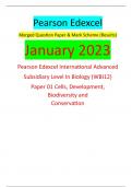 Pearson Edexcel Merged Question Paper & Mark Scheme (Results) January 2023 Pearson Edexcel International Advanced Subsidiary Level In Biology (WBI12) Paper 01 Cells, Development, Biodiversity and Conservation