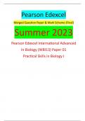 Pearson Edexcel Merged Question Paper & Mark Scheme (Final) Summer 2023 Pearson Edexcel International Advanced In Biology (WBI13) Paper 01 Practical Skills in Biology I