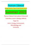Pearson Edexcel Merged Question Paper & Mark Scheme (Final) Summer 2023 Pearson Edexcel International Advanced Subsidiary Level In Biology (WBI14) Paper 01 Unit 4: Energy, Environment, Microbiology and Immunity