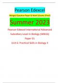 Pearson Edexcel Merged Question Paper & Mark Scheme (Final) Summer 2023 Pearson Edexcel International Advanced Subsidiary Level In Biology (WBI16) Paper 01 Unit 6: Practical Skills in Biology II