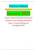 Pearson Edexcel Merged Question Paper & Mark Scheme (Results) January 2023 Pearson Edexcel International Advanced Subsidiary Level In Biology (WBI16/01) Paper 1: Practical Biology and Investigative Skills