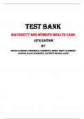 Maternity and Women's Health Care  12th Edition Test Bank By Deitra Leonard Lowdermilk, Shannon E. Perry, Mary Catherine Cashion, Ellen Olshansky, Kathryn Rhodes Alden | Chapter 1 – 37, Latest - 2023/2024|