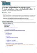 NURS 480 Advanced Medical Surgical Nursing: Promoting Wellness in the Critically Ill 202306SUI 2-W