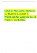 Solution Manual for Statistics for Nursing Research A Workbook for Evidence-Based Practice, 3rd Edition