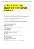 COB 191 Final Test Questions with Correct Answers 
